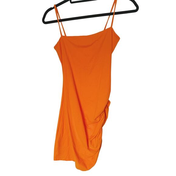 Susana Monaco Orange Ruched Bodycon Mini Dress Small Nightout Glam Club Baddie - Picture 2 of 8